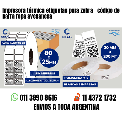 Impresora térmica etiquetas para zebra  código de barra ropa avellaneda